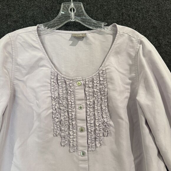 J Jill Blouse Women's Small Light Purple 3/4 Sleeve Ruffle Button Modal Top - Picture 2 of 8